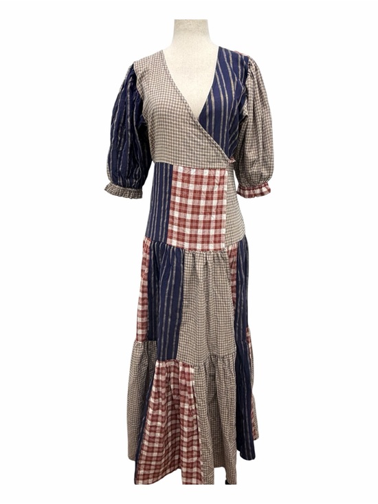 Daughters of India Dresses & Skirts - Daughters of India Poet Patchwork Wrap Blue Red Dress Size Small